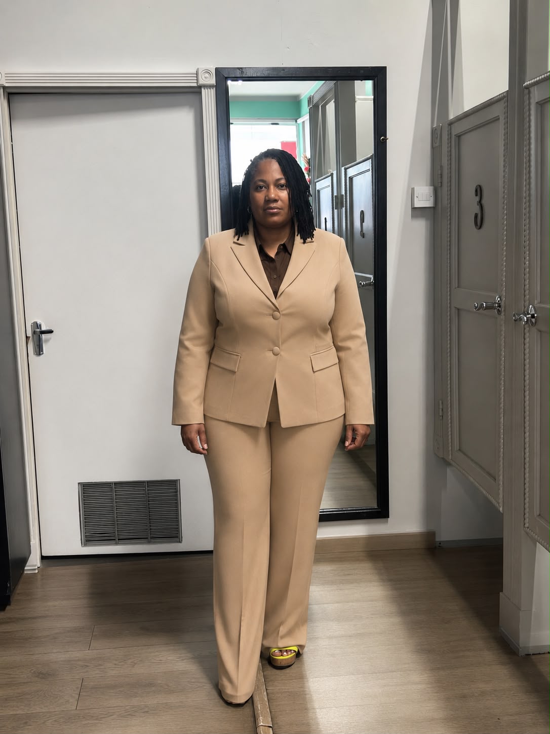 Tan Blazer & Wide-Leg Trouser Suit