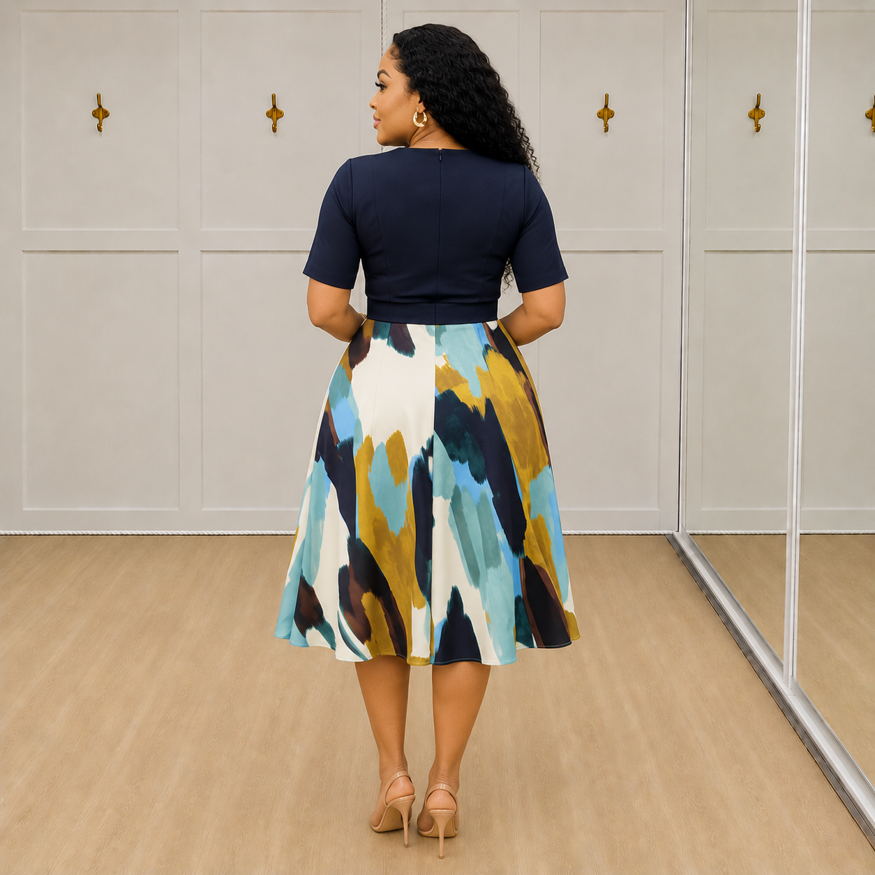 Naomi - Navy Abstract-Print Two-Piece Set