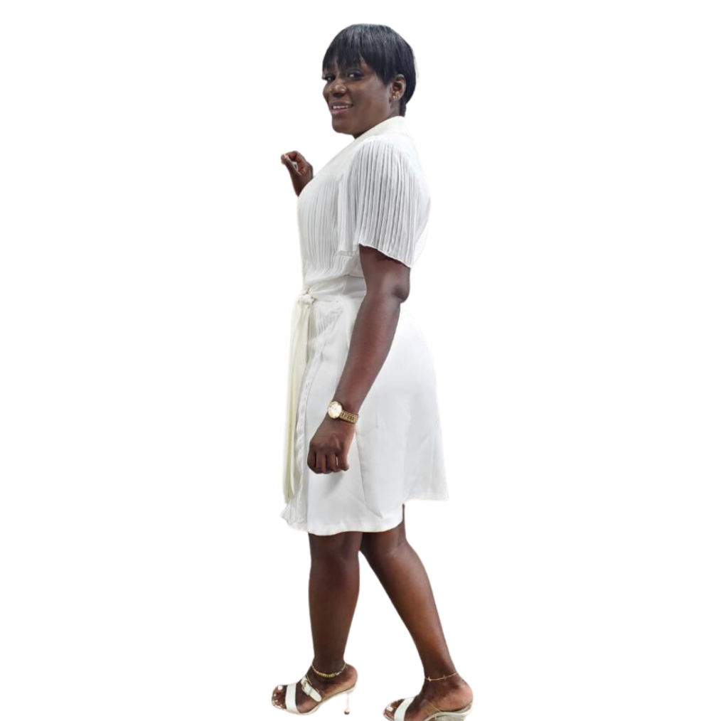 Pleated half side, with strap dress