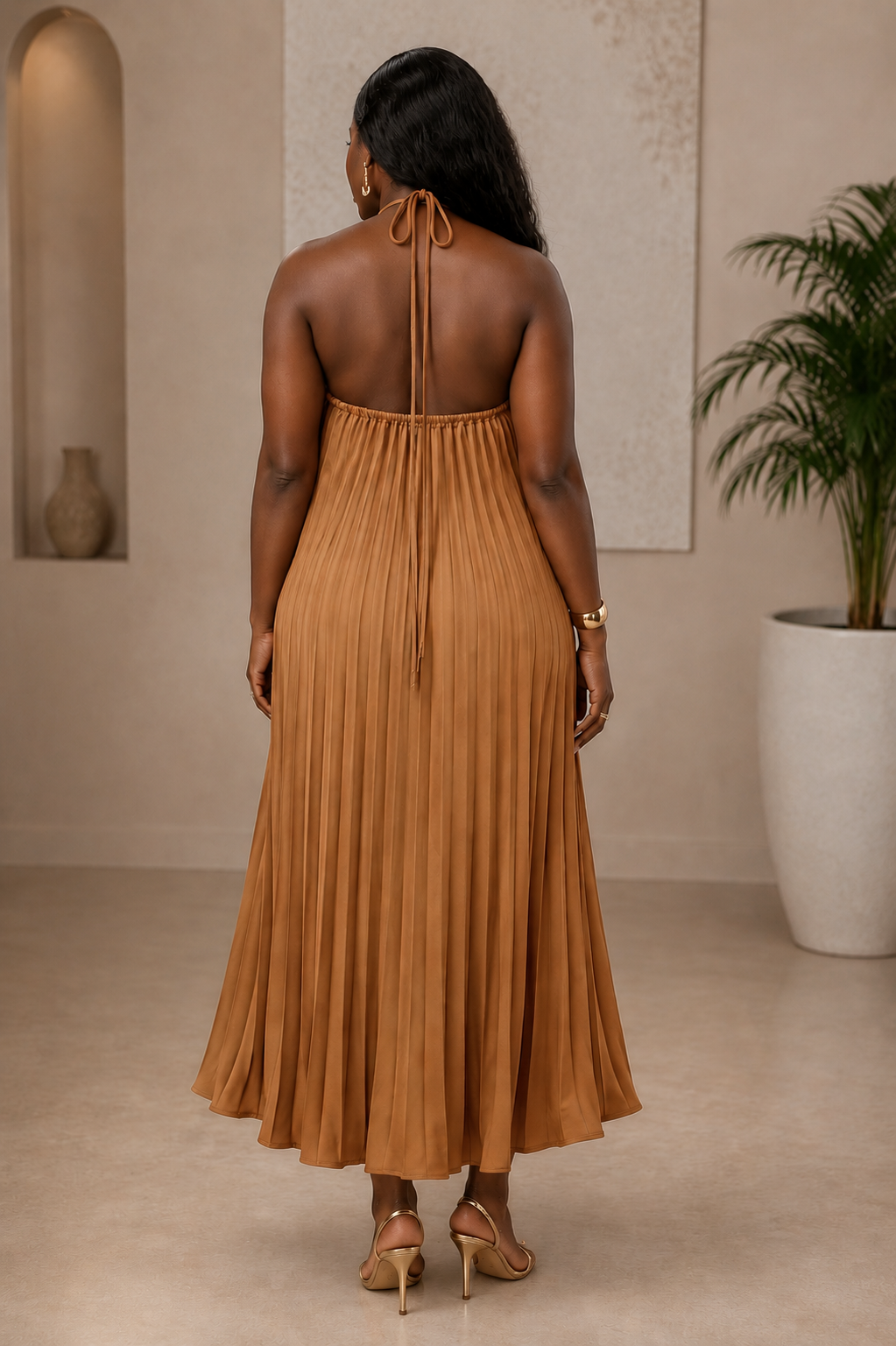 Vera - Maxi Dress, Brown colourway, back