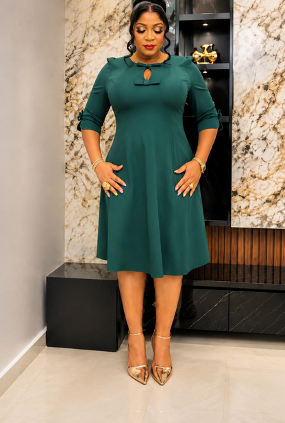 Emily - Green midi dress, front