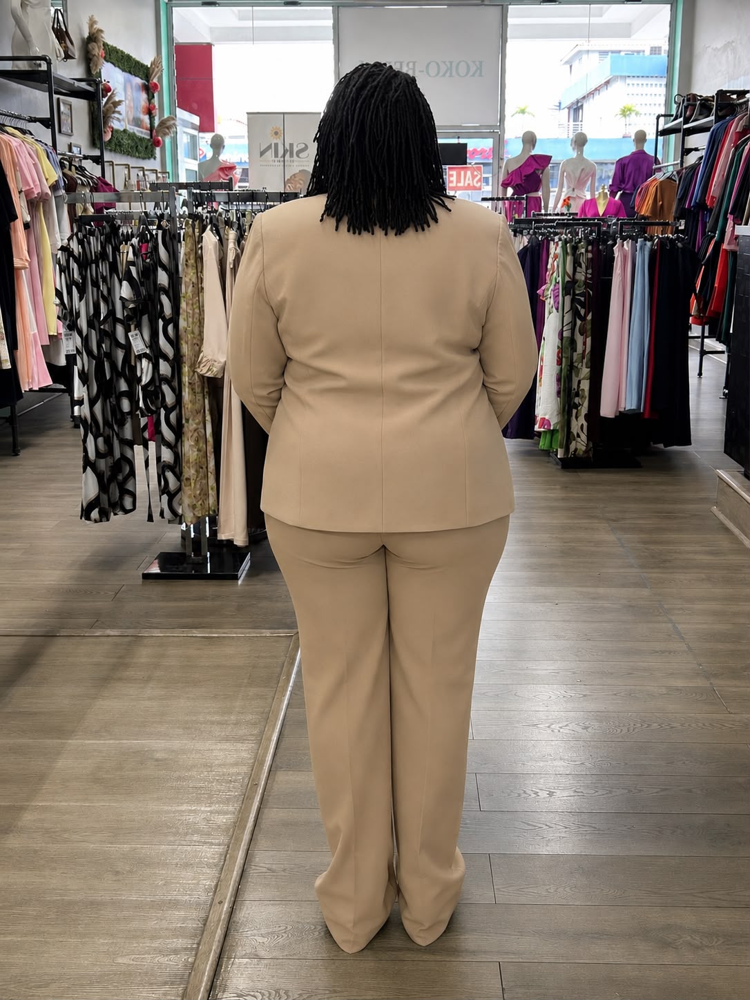 Tan Blazer & Wide-Leg Trouser Suit