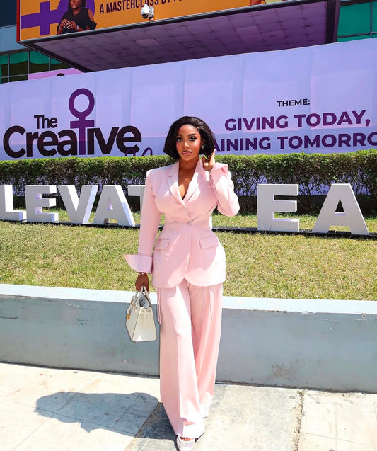 Pink Blazer & Wide-Leg Trouser Suit