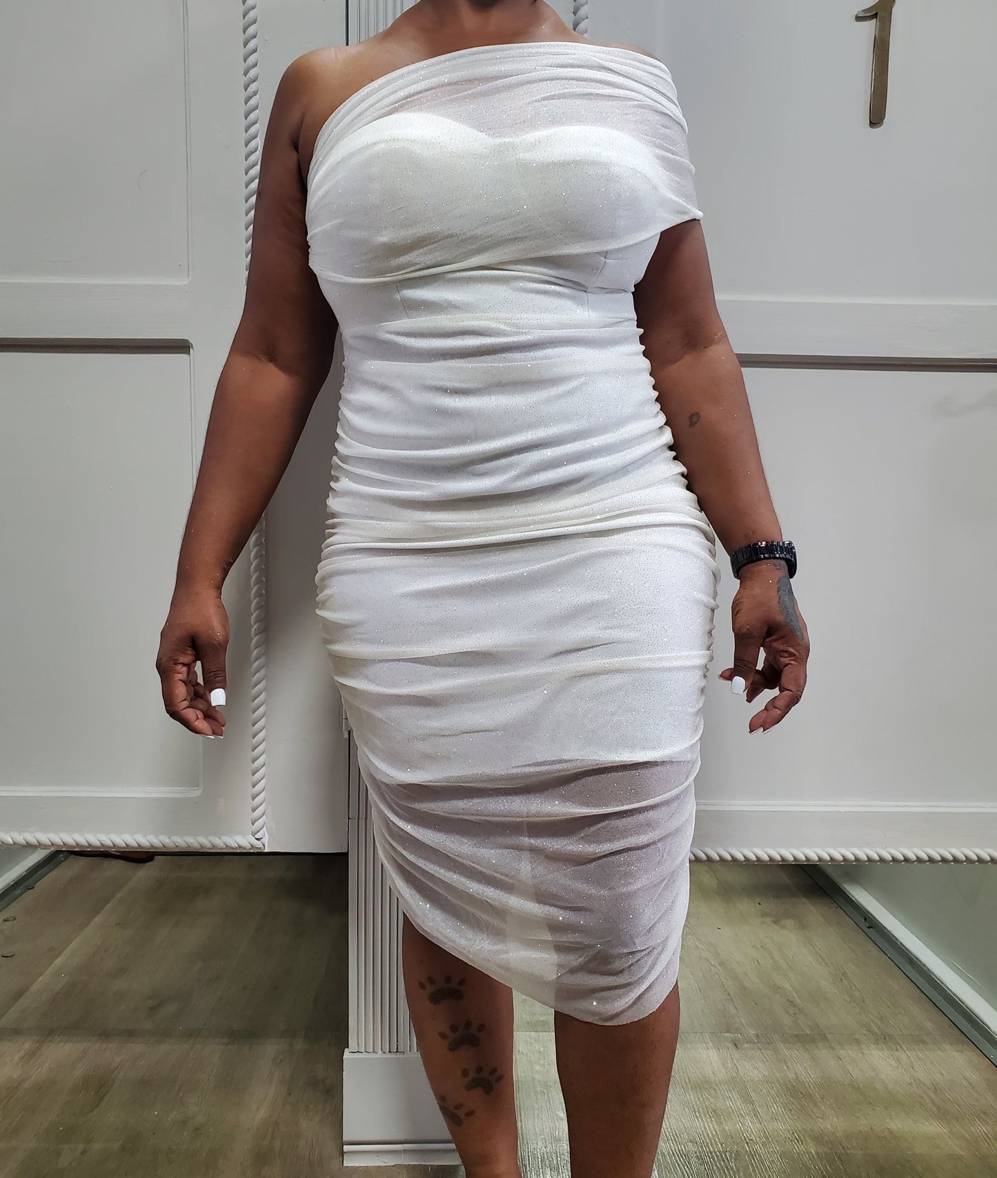 Elegant White Eyelet Dress