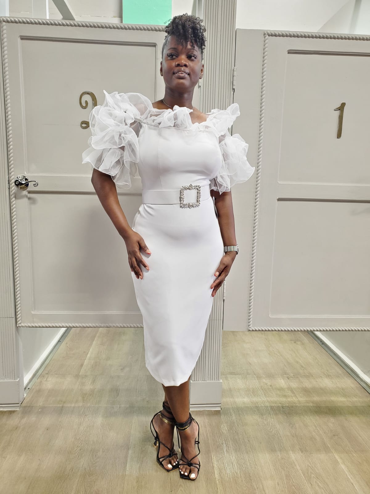 Dramatic Tulle Fitted Elegance with Jeweled Belt