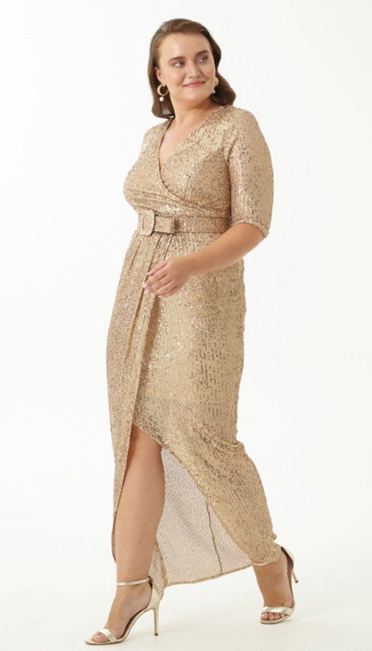 Sparkling Sequined Elegance with Knee High Slit