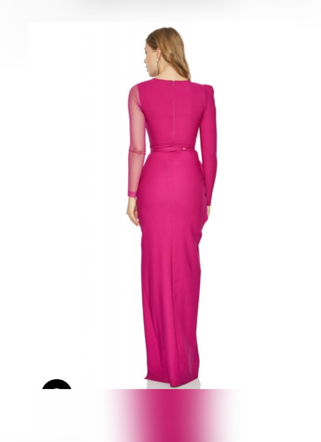 Mock Wrap With Side Pleat Single Mesh Sleeve