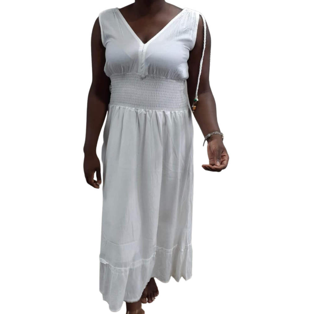 Braided beaded tassle with lastic waist