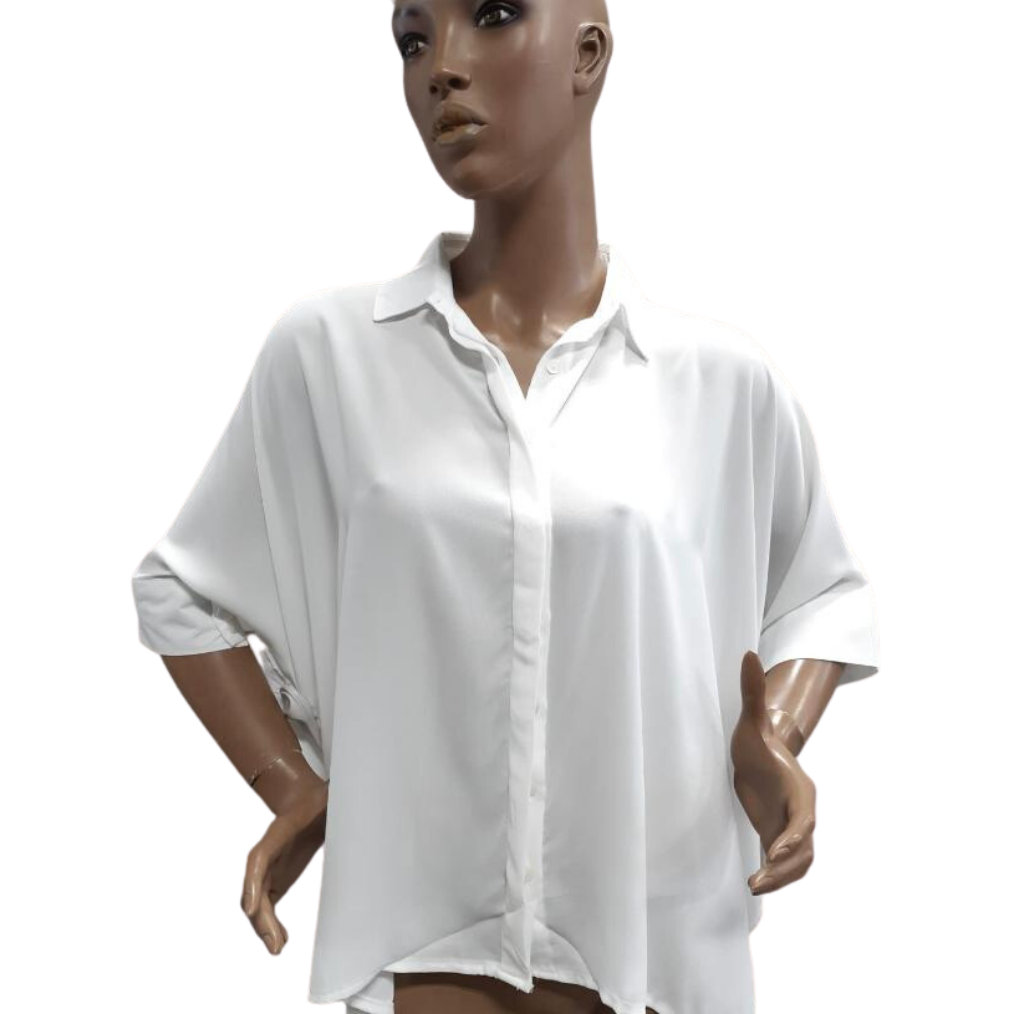 Button Down 3/4 Sleeve Shirt Blouse