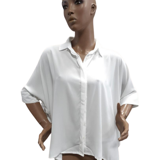 Button Down 3/4 Sleeve Shirt Blouse