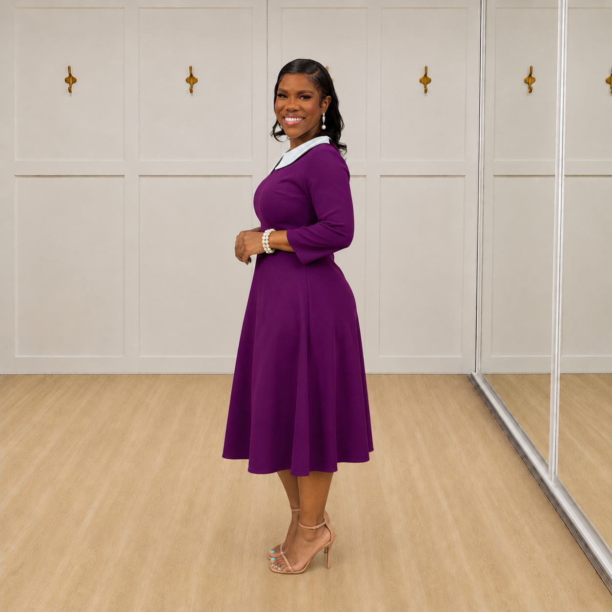 Maren - Magenta Collared A-Line Dress