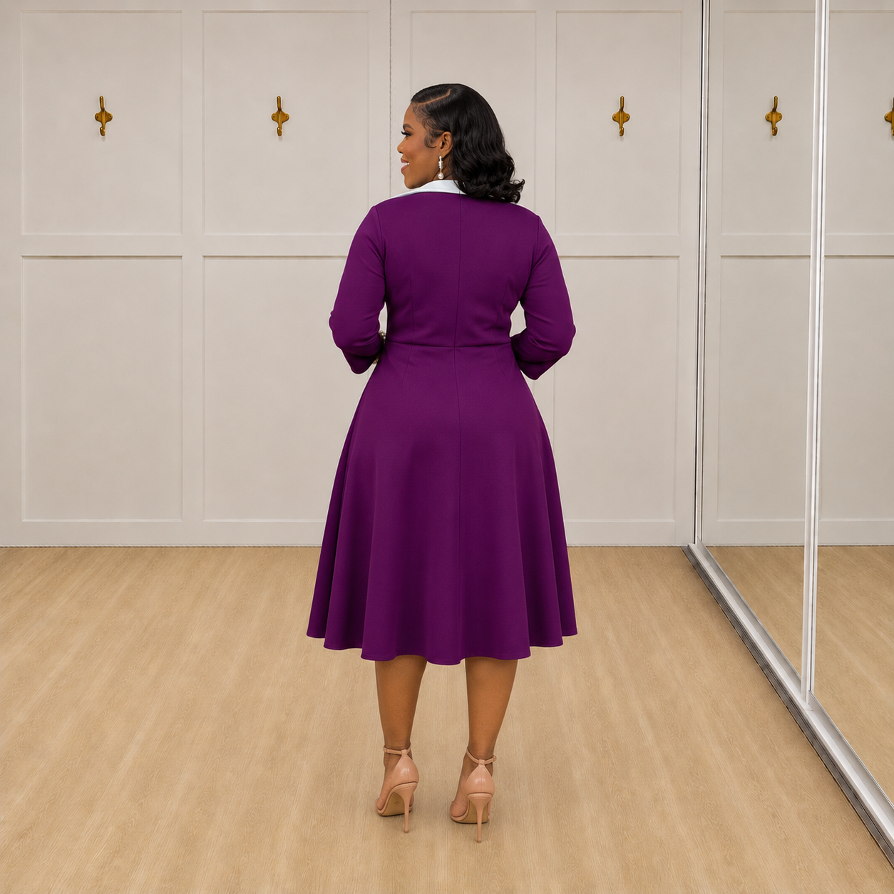 Maren - Magenta Collared A-Line Dress