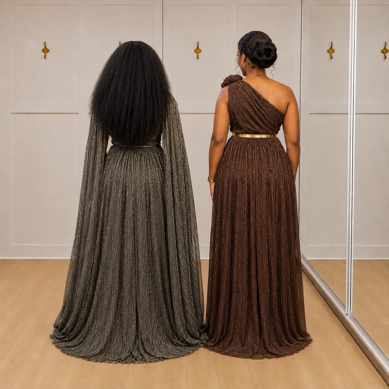 Lumi - Metallic Pleated Shimmer Gown