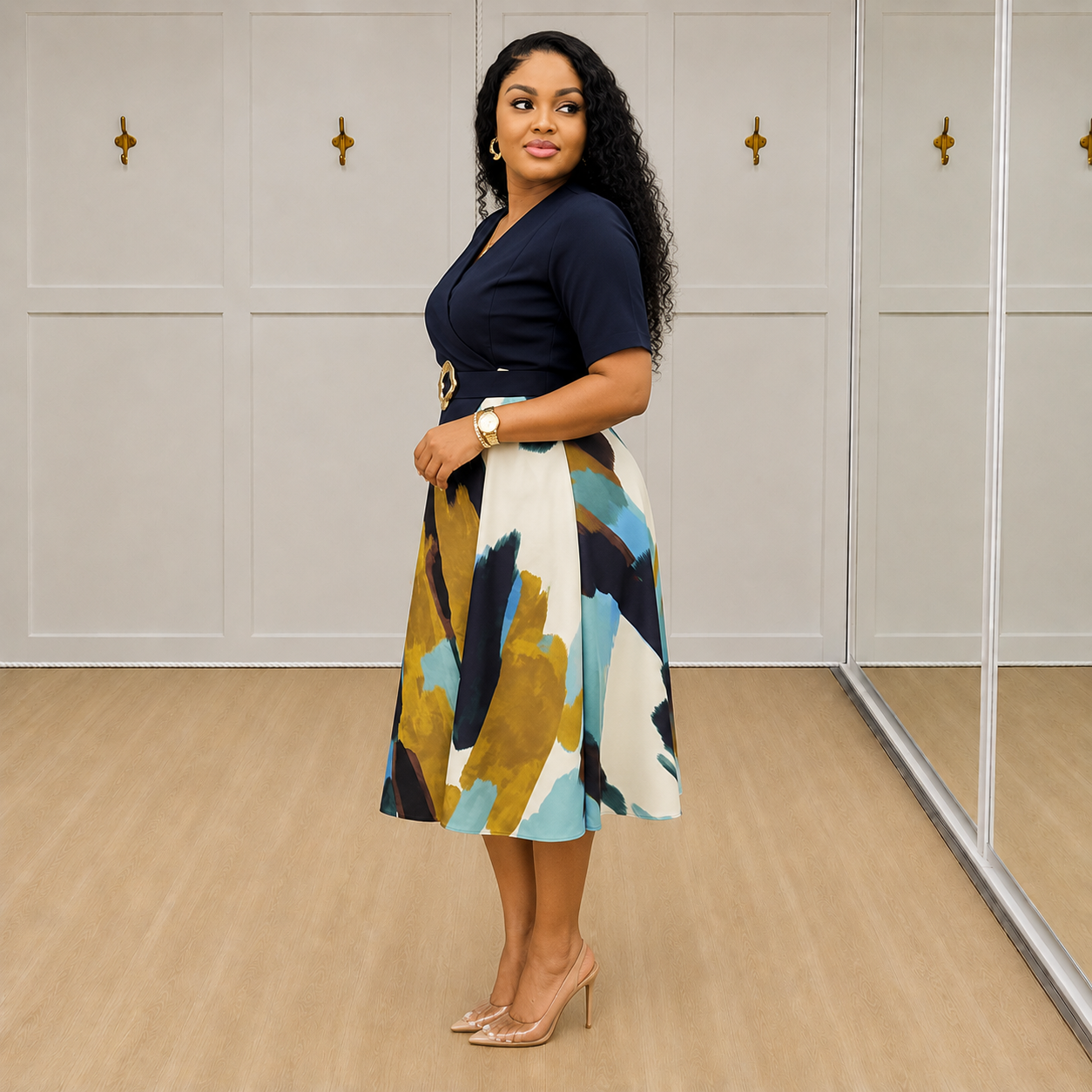 Naomi - Navy Abstract-Print Two-Piece Set