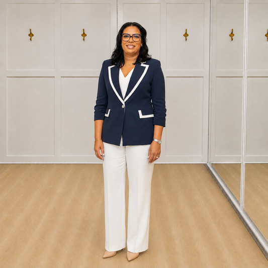 Nadia - Navy White-Trim Blazer