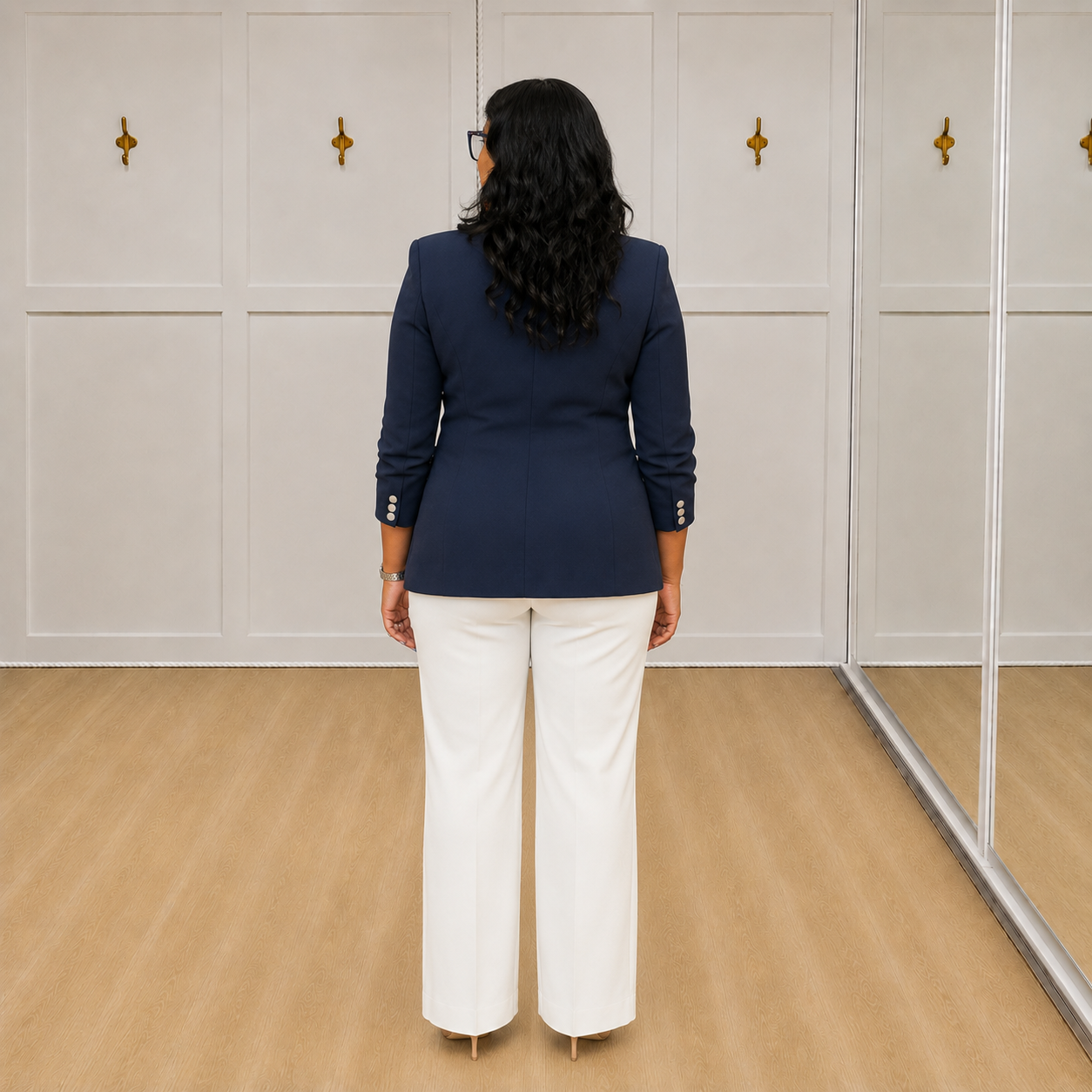 Nadia - Navy White-Trim Blazer