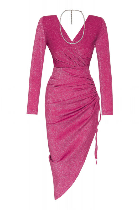 V-front wrap dress with draw string side