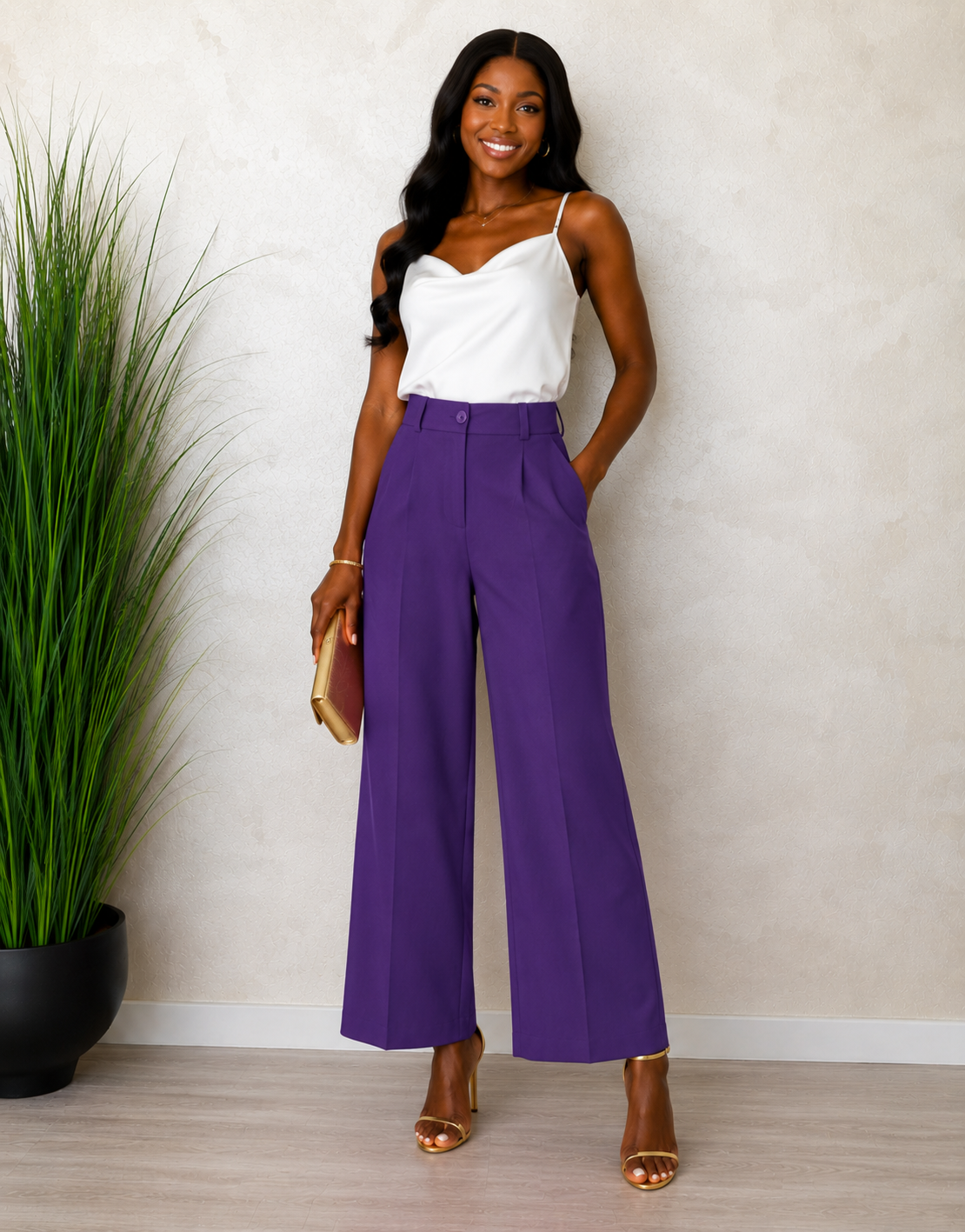 Greta - Club Frendy Pants - Purple - front