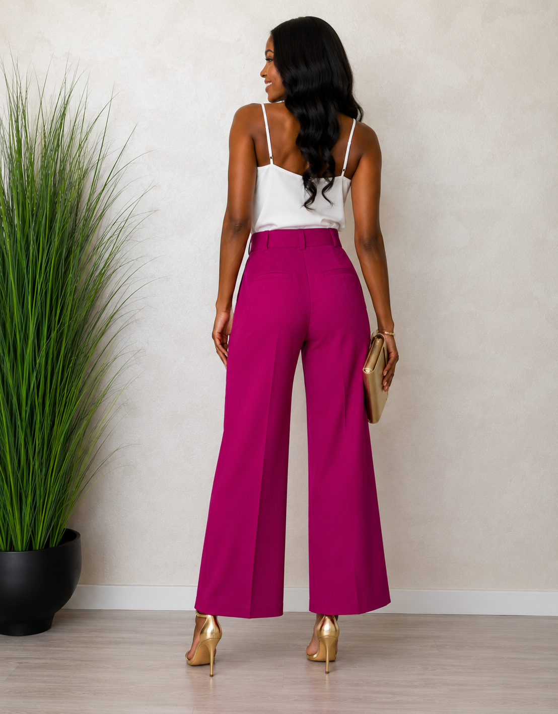 Greta - Club Frendy Pants - Fuchsia - back
