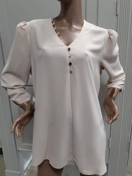 Chic V-Neck Ruched Sleeve