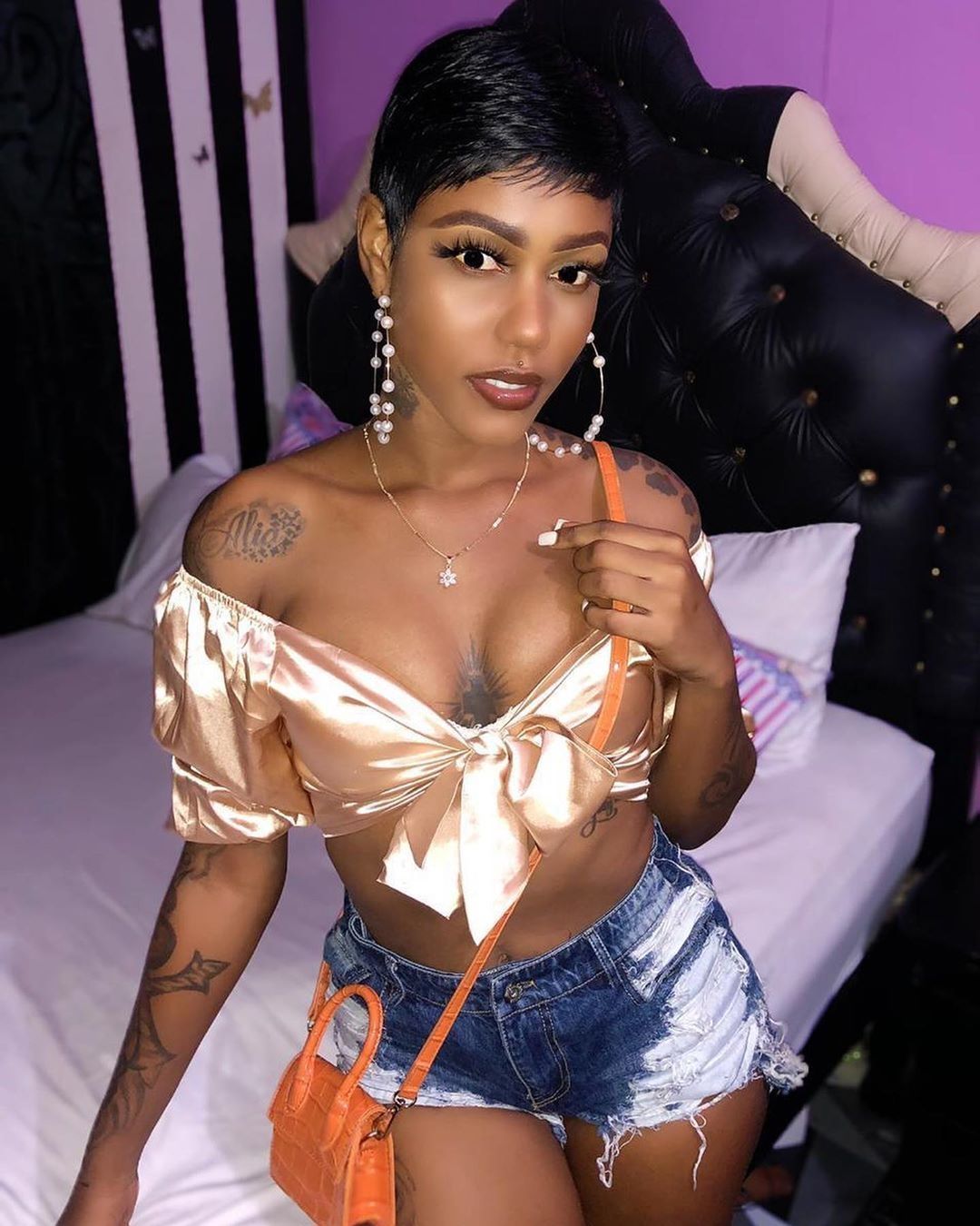 Satin Tie Front Crop Top