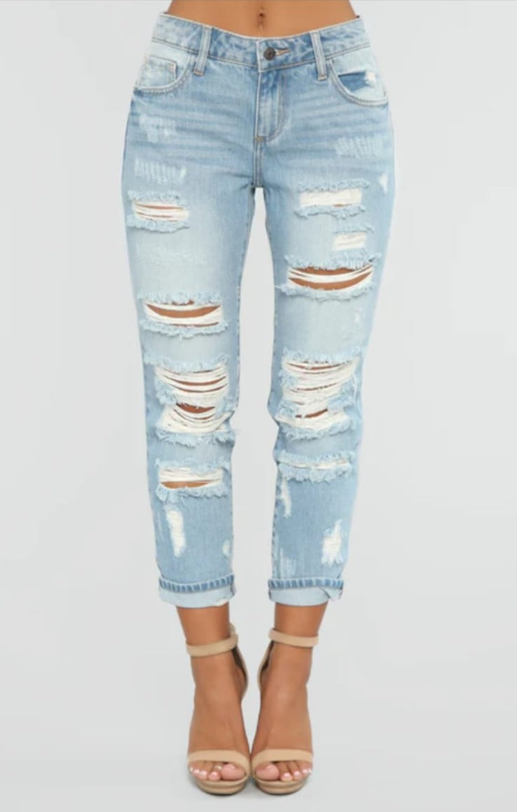 Altered Ripped High-Waist Denim Fit