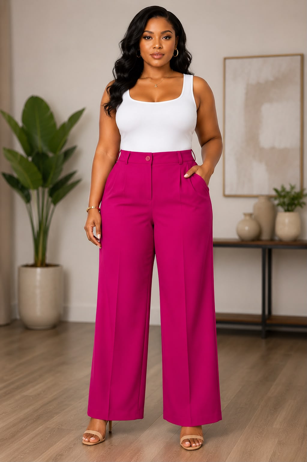Freya - Club Frendy Pants, Fuchsia, front