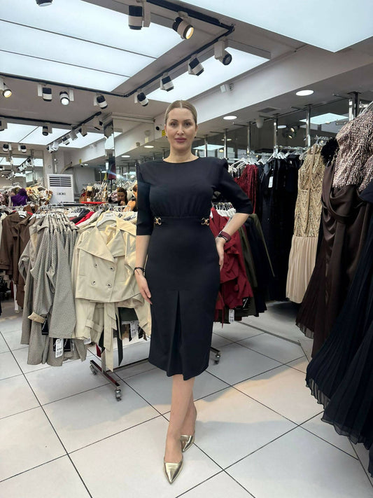 Nora - Crew Neck Side Buckle Dress