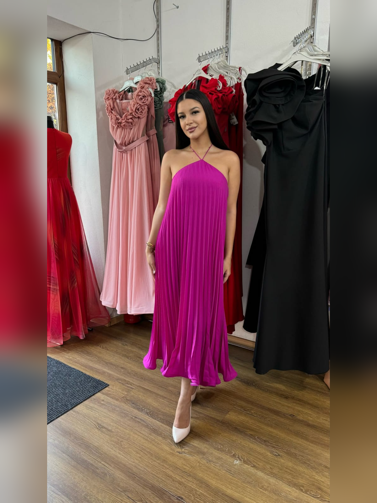 Vera - Maxi Dress, Fuchsia, front